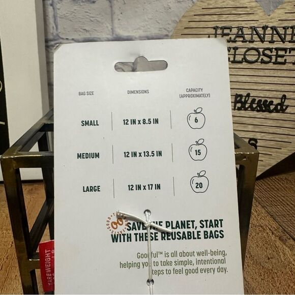 New 3 pc sets GOODFUL reusable produce storage bags small medium large - Picture 4 of 4